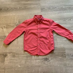 Red long sleeve button down shirt